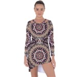 Seamless Pattern Floral Flower Asymmetric Cut-Out Shift Dress