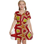 Pattern Tile Decorative Design Star Kids  Short Sleeve Tiered Mini Dress