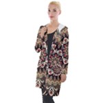 Seamless Pattern Floral Flower Hooded Pocket Cardigan