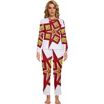 Pattern Tile Decorative Design Star Womens  Long Sleeve Lightweight Pajamas Set