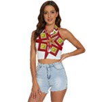 Pattern Tile Decorative Design Star Backless Halter Cami Shirt