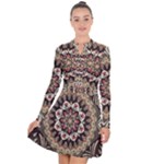 Seamless Pattern Floral Flower Long Sleeve Panel Dress