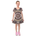 Seamless Pattern Floral Flower Kids  Short Sleeve Velvet Dress