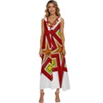 Pattern Tile Decorative Design Star V-Neck Sleeveless Loose Fit Overalls