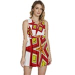 Pattern Tile Decorative Design Star Sleeveless High Waist Mini Dress