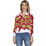 Pattern Tile Decorative Design Star Women s Long Sleeve Revers Collar Cropped Jacket