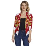 Pattern Tile Decorative Design Star Women s Draped Front 3/4 Sleeve Shawl Collar Jacket