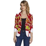 Pattern Tile Decorative Design Star Women s One-Button 3/4 Sleeve Short Jacket