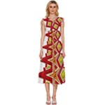 Pattern Tile Decorative Design Star V-Neck Drawstring Shoulder Sleeveless Maxi Dress