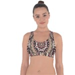 Seamless Pattern Floral Flower Cross String Back Sports Bra