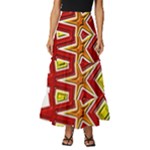 Pattern Tile Decorative Design Star Tiered Ruffle Maxi Skirt