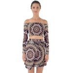 Seamless Pattern Floral Flower Off Shoulder Top with Skirt Set