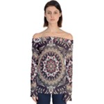 Seamless Pattern Floral Flower Off Shoulder Long Sleeve Top