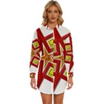 Pattern Tile Decorative Design Star Womens Long Sleeve Shirt Dress