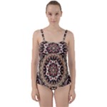 Seamless Pattern Floral Flower Twist Front Tankini Set