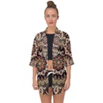 Seamless Pattern Floral Flower Open Front Chiffon Kimono
