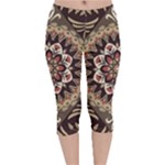 Seamless Pattern Floral Flower Velvet Capri Leggings 