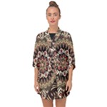 Seamless Pattern Floral Flower Half Sleeve Chiffon Kimono