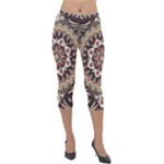 Seamless Pattern Floral Flower Lightweight Velour Capri Leggings 