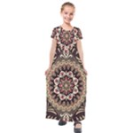 Seamless Pattern Floral Flower Kids  Short Sleeve Maxi Dress