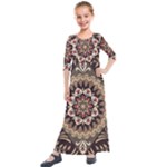Seamless Pattern Floral Flower Kids  Quarter Sleeve Maxi Dress