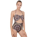 Seamless Pattern Floral Flower Scallop Top Cut Out Swimsuit
