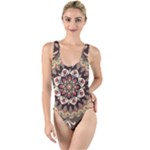 Seamless Pattern Floral Flower High Leg Strappy Swimsuit