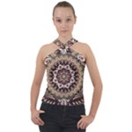 Seamless Pattern Floral Flower Cross Neck Velour Top