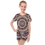 Seamless Pattern Floral Flower Kids  Mesh T-Shirt and Shorts Set