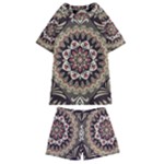 Seamless Pattern Floral Flower Kids  Swim T-Shirt and Shorts Set