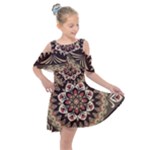 Seamless Pattern Floral Flower Kids  Shoulder Cutout Chiffon Dress