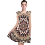 Seamless Pattern Floral Flower Tie Up Tunic Dress
