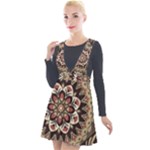 Seamless Pattern Floral Flower Plunge Pinafore Velour Dress