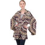 Seamless Pattern Floral Flower Long Sleeve Velvet Kimono 