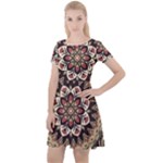 Seamless Pattern Floral Flower Cap Sleeve Velour Dress 