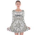 Vector Mandala Drawing Decoration Long Sleeve Skater Dress