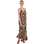 Seamless Pattern Floral Flower Cami Maxi Ruffle Chiffon Dress