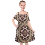 Seamless Pattern Floral Flower Kids  Cut Out Shoulders Chiffon Dress