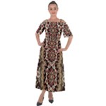 Seamless Pattern Floral Flower Shoulder Straps Boho Maxi Dress 