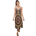 Seamless Pattern Floral Flower Halter Tie Back Dress 