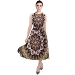 Seamless Pattern Floral Flower Round Neck Boho Dress