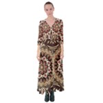 Seamless Pattern Floral Flower Button Up Maxi Dress