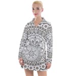 Vector Mandala Drawing Decoration Women s Long Sleeve Casual Dress