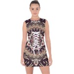Seamless Pattern Floral Flower Lace Up Front Bodycon Dress