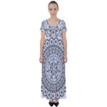 Vector Mandala Drawing Decoration High Waist Short Sleeve Maxi Dress