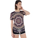 Seamless Pattern Floral Flower Perpetual Short Sleeve T-Shirt