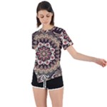 Seamless Pattern Floral Flower Asymmetrical Short Sleeve Sports T-Shirt