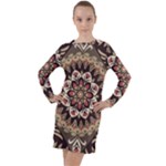 Seamless Pattern Floral Flower Long Sleeve Hoodie Dress