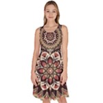Seamless Pattern Floral Flower Knee Length Skater Dress With Pockets