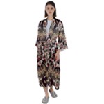 Seamless Pattern Floral Flower Maxi Satin Kimono